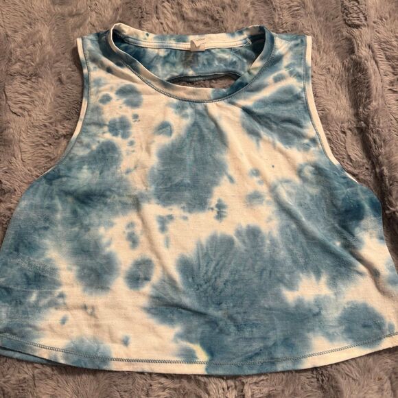 90 degree blue and white tie dye crop top - Picture 3 of 3